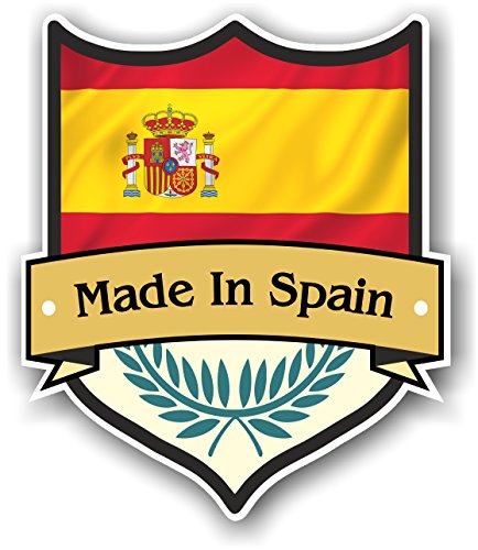 Fabricado en España diseño de escudo con español Bandera de País para moto caravana, coche Adhesivo (100 x 85