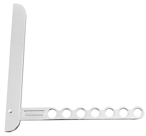 Fackelmann Gancho Plegable para Balcón o Armario, Percha Flexible para Colgar Ropa, 13 Prendas, Aluminio Plateado, 26,5x2,5cm, 1ud, INOX