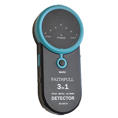 Faithfull DET31 - Detector 3 en 1 de armaduras, metal y cables con tensión