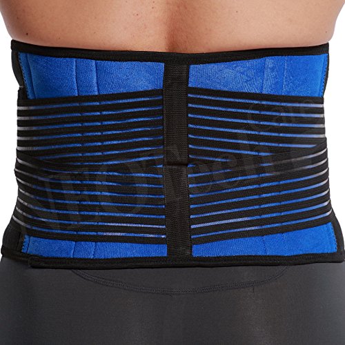 Faja lumbar de neopreno con tiras dobles de compresión - Sujeción para la parte baja de la espalda - Marca Neotech Care (Negro, S)