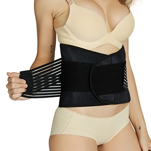 Faja lumbar de neopreno con tiras dobles de compresión - Sujeción para la parte baja de la espalda - Marca Neotech Care (Negro, S)