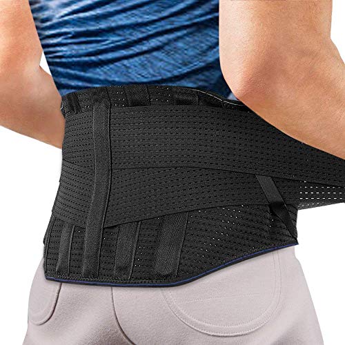 Faja Lumbar para Espalda, AGPTEK Cinturón de Soporte Lumbar Ayuda a Aliviar Dolor y Lesiones, Ciática, Hernia de Disco etc, Faja Lumbar Deportiva para Hombre y Mujer, Negro(Talla L)