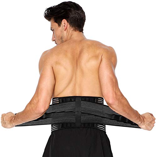 Faja Lumbar para Hombre y Mujer, Lumbar para la Espalda para Aliviar el Dolor de la Parte Baja de la Espalda - Cinturon Lumbar con Resortes de Refuerzo y Correas Dobles de Ajuste (M - 71 a 96cm)