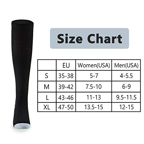 FALARY Los Calcetines de compresión evitan Las Venas varicosas Hombres Deportivos Mujeres Unisex (20-30 mmHg) 1 par Negro&Rojo 39-42