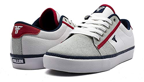 Fallen Bomber. Zapatilla de Skate. Hombre (44 EU, White/Red/Blue)