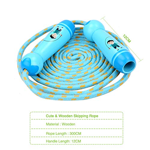 FANDARE Cute Cuerda de Salto Jump Skipping Rope para niños Mujer Hombre con Cuerda de Colores y Mango de Madera, Cuerda Ajustable para Comba Fitness,Sejercicios,Comba de Crossfit,Boxeo Amarillo a