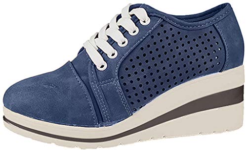 Fannyfuny Zapatos para Correr Mujer Zapatillas de Deportivo Sneakers Ligeros Zapatos Casuales de Deporte Low Top Calzado Transpirables Fitness Comodos Zapatillas de Cuña