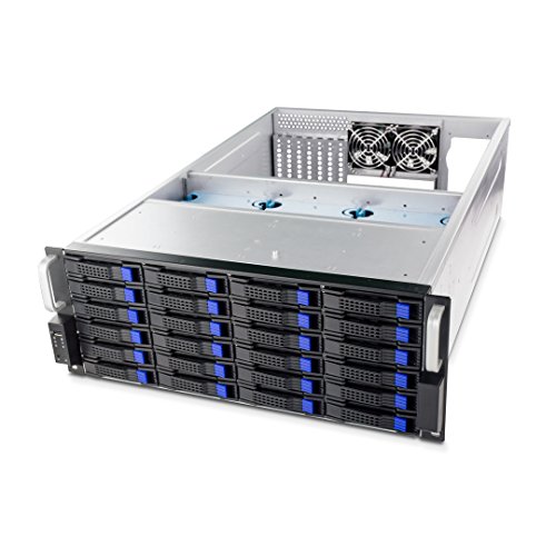 Fantec SRC-4240X07 - Recinto de Almacenamiento de 19" Rack para 24 Discos Duros de 3,5" SAS/SATA, Indicadores LED, Ventilador, Color Plata