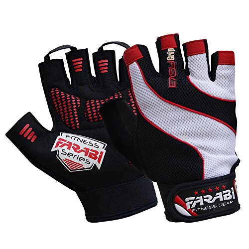 FARABI Easy Grip Weight Lifting Gloves Gym Training Fitness Workout Bodybuilding Gloves (Red, L/XL)