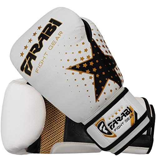 FARABI Guantes de Boxeo, Artes Marciales Mixtas, para jóvenes, 170 g, Color Blanco