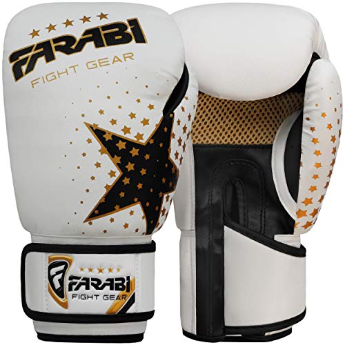 FARABI Guantes de Boxeo, Artes Marciales Mixtas, para jóvenes, 170 g, Color Blanco