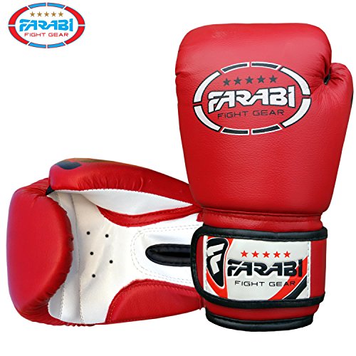 Farabi Sports - Guantes de boxeo para niños (piel sintética, 113 g), color rojo