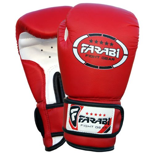 Farabi Sports - Guantes de boxeo para niños (piel sintética, 113 g), color rojo