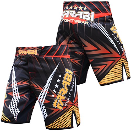 Farabi Sports MMA Shorts Compitiion Training Cage Fight Kick Boxing Muay Thai Pant, Size Guideline in Pictures Area (Medium)