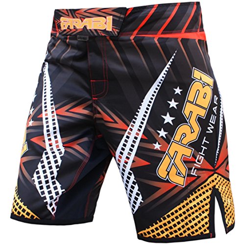 Farabi Sports MMA Shorts Compitiion Training Cage Fight Kick Boxing Muay Thai Pant, Size Guideline in Pictures Area (Medium)