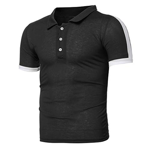 Fashion Clothing at Home - Camiseta para hombre + pantalones cortos de verano para hombre Negro Negro ( L