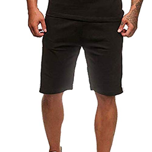 Fashion Clothing at Home - Camiseta para hombre + pantalones cortos de verano para hombre Negro Negro ( L