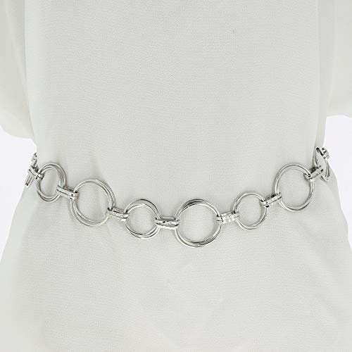 FASHIONGEN - Cinturón de cadenas para mujer, metal, ajustabler, ANNA - Plateado, Talla única