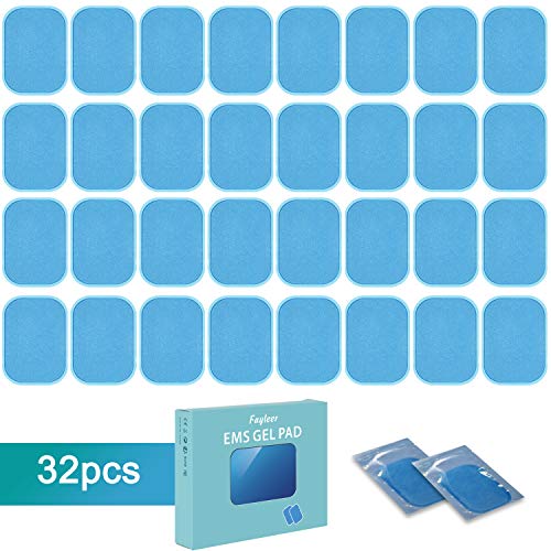 fayleer Gel Pad para EMS Electroestimulador Muscular Abdominales, Almohadillas de Gel Electroestimulador EMS Gel Hojas de Repuesto Gel Abdominal Muscular (32pcs)