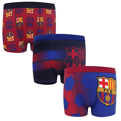 FC Barcelona - Pack de 3 calzoncillos oficiales de estilo bóxer - Para niños - Con el escudo del club - Multicolor - 11-12 años