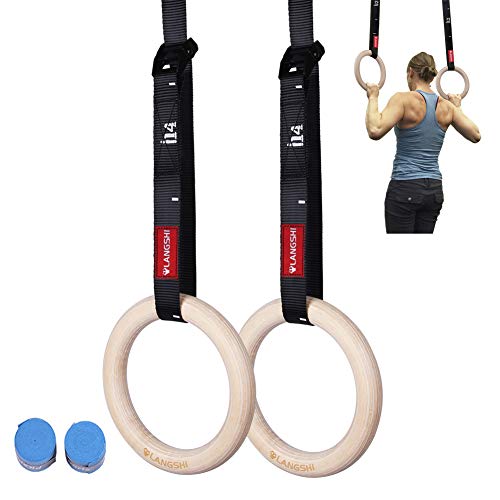 FDYD Madera De Gimnasia Anillos Olímpicos De Gimnasio W/Correas Equipo De Gimnasia para Los Ejercicios En Casa Gimnasio De Fitness Formación Pull Ups Y Salsas,1 Lot 32mm