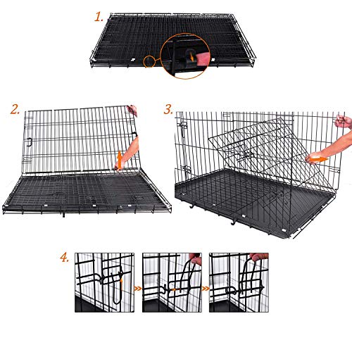 FEANDREA Jaula Metálica para Perros, Transportín Plegable para Mascotas, XXL, 106 x 70 x 77,5 cm, Negro PPD42H