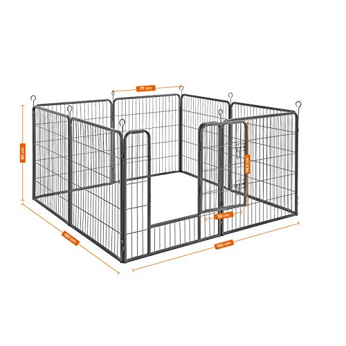 FEANDREA Jaula Valla para Perros, Corral Plegable para Cachorros, Conejos y Otras Mascotas Gris 77 x 80 cm PPK88G