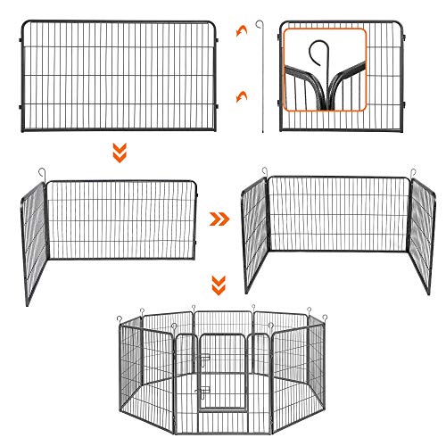 FEANDREA Jaula Valla para Perros, Corral Plegable para Cachorros, Conejos y Otras Mascotas Gris 77 x 80 cm PPK88G