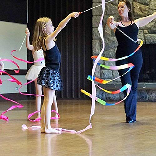 Febbya Danza Cinta, Gimnasias Rítmicas 10 Piezas 2 Metros Cintas de Gimnasia Rítmica para niños Baile artístico, Giro de bastón, Gimnasia, Entrenamiento, Actividades Divertidas 10 Colores