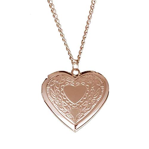 FEF Los Marcos de Fotos de Concha de Gota de Agua en Forma de corazón de Regalo Pueden Abrir Collares de medallón Collar Plateado de Plata con Colgante de corazón, Plata