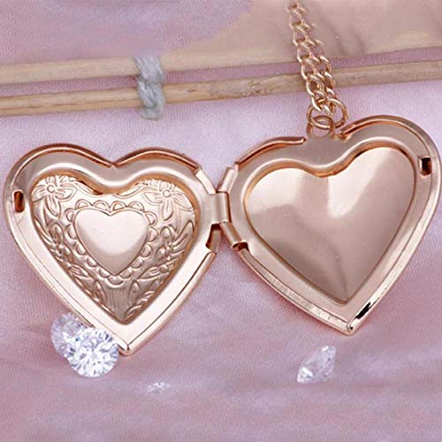 FEF Los Marcos de Fotos de Concha de Gota de Agua en Forma de corazón de Regalo Pueden Abrir Collares de medallón Collar Plateado de Plata con Colgante de corazón, Plata