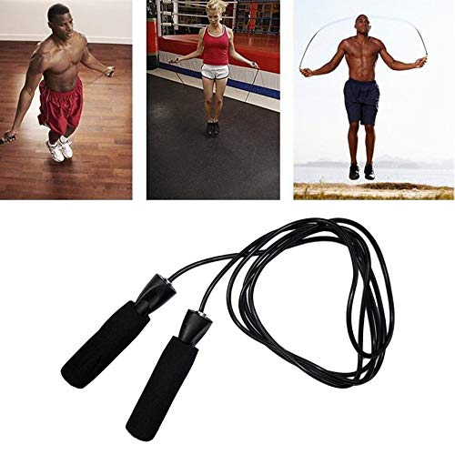 Feketeuki Ejercicio aeróbico Flexible de Alta Velocidad Boxeo Saltar Cuerda para Saltar Velocidad de rodamiento Ajustable Entrenamiento Fitness Cuerda para Saltar Cuerda - Negro