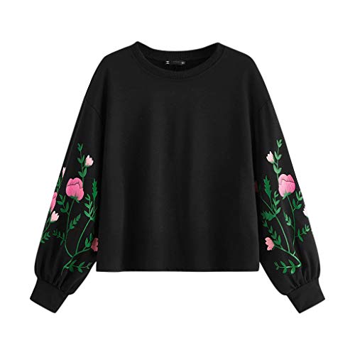 FELZ Sudadera para Mujer De Manga Larga Moda Sudadera Pullover Tops Blusa Mejor Venta Superior Sudadera de Mujer con Cuello Redondo y Estampado Floral botánico Pullover Tops