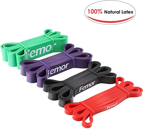 Femor 4pcs Bandas Elásticas de Fitness, con 4 Niveles de Resistencia, de Látex Natural, para Entrenamiento de Fuerza, Culturismo, Yoga, Pilates etc