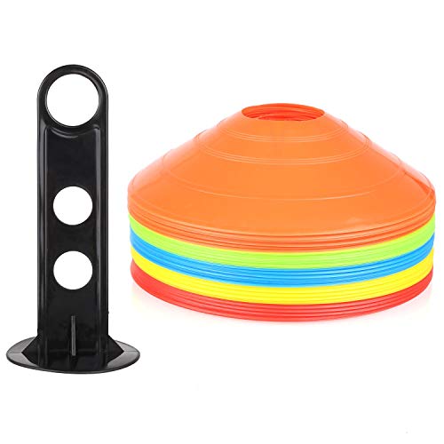 FEMOR 50PCS Conos de Entrenamiento de Fútbol Plástico para Deporte de Soccer Ball (Naranja Amarillo Rojo Azul Verde)