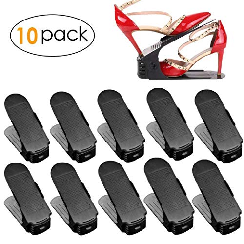 Femor Set de 10pcs de Organizadores Ajustables de Zapatos (Negro)