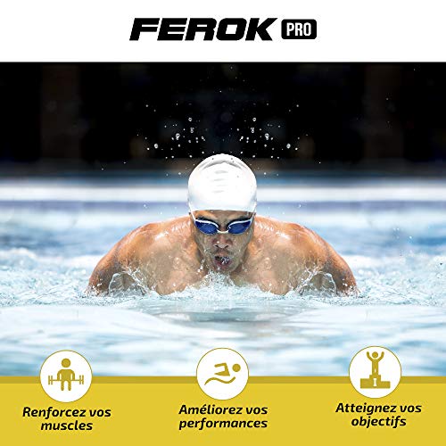 Ferok - Banda Elástica de Deporte Musculación - Banda de Resistencia Fitness con Correa y Pala de Natación - Ideal para la Tonificación Muscular en Casa - Verde Medium