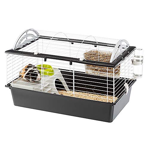 Ferplast Jaula para conejos CASITA 80 para conejillos de Indias y pequeños animales, accesorios incluidos, de alambre pintado blanco y plástico, 78 x 48 x h 50 cm