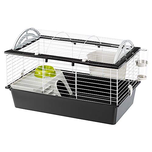 Ferplast Jaula para conejos CASITA 80 para conejillos de Indias y pequeños animales, accesorios incluidos, de alambre pintado blanco y plástico, 78 x 48 x h 50 cm