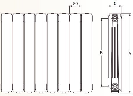 FERROLI RADIADOR ALUMINIO EUROPA 600 6 ELEMENTOS