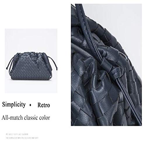 FFZH Bolsa De Mensajero Mochila Mujer Pequeña,Bolso de Nube Tejido Bolso de Bola de Cuero Suave Bolso de Cuero Genuino Bolso de Mano Diagonal de un Hombro de Moda Mujer,Azul