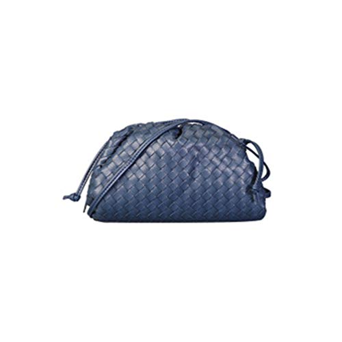 FFZH Bolsa De Mensajero Mochila Mujer Pequeña,Bolso de Nube Tejido Bolso de Bola de Cuero Suave Bolso de Cuero Genuino Bolso de Mano Diagonal de un Hombro de Moda Mujer,Azul