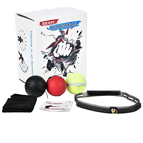 Fight Ball Boxing Training Ball Paquete de 3 Gel de sílice Fight Ball Reacción, Agilidad, Velocidad de perforación Reflex Boxing React Training Boxer Speed ​​Punch con Banda para la Cabeza