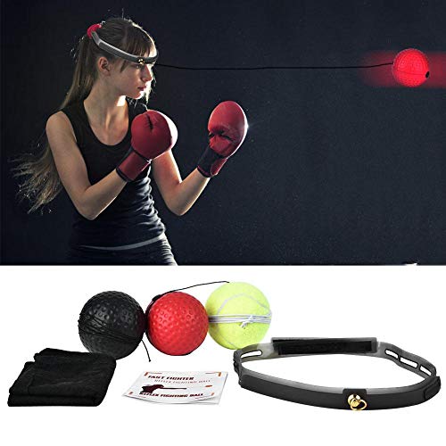 Fight Ball Boxing Training Ball Paquete de 3 Gel de sílice Fight Ball Reacción, Agilidad, Velocidad de perforación Reflex Boxing React Training Boxer Speed ​​Punch con Banda para la Cabeza