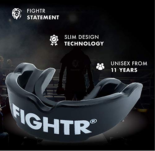 FIGHTR Premium Protector bucal | máx. oxígeno y protección + adaptación simple| Protector bucal sin BPA + embalaje Incluido| Boxeo, AMM, Muay Thai, Rugby …