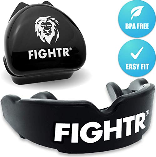 FIGHTR Premium Protector bucal | máx. oxígeno y protección + adaptación simple| Protector bucal sin BPA + embalaje Incluido| Boxeo, AMM, Muay Thai, Rugby …