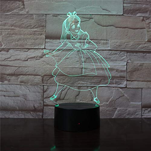 Figura de Princesa Alicia en el país de Las Maravillas decoración luz de Noche para niños decoración de Dormitorio para niños luz de Noche batería luz de Noche