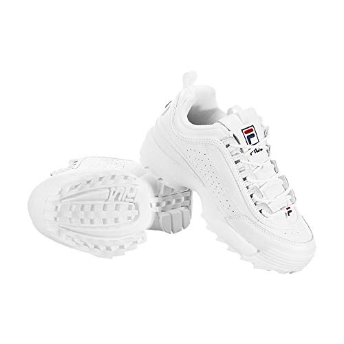 Fila Disruptor II - Zapatillas deportivas para mujer, Blanco (Blanco/azul marino/rojo), 36.5 EU
