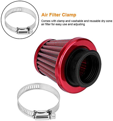 Filtro de aire de 38 mm, filtro de admisión de aire para motocicleta, juego de filtro de aire universal con Offroad ATV Quad Dirt Pit Bike Gold (rojo)
