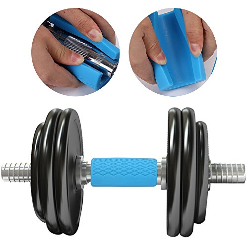 FineGood Grips de barra de grasa de 2 piezas con brazalete reflectante, mangos de mancuerna con barra gruesa de goma para entrenamiento de levantamiento de pesas y crecimiento muscular - Azul